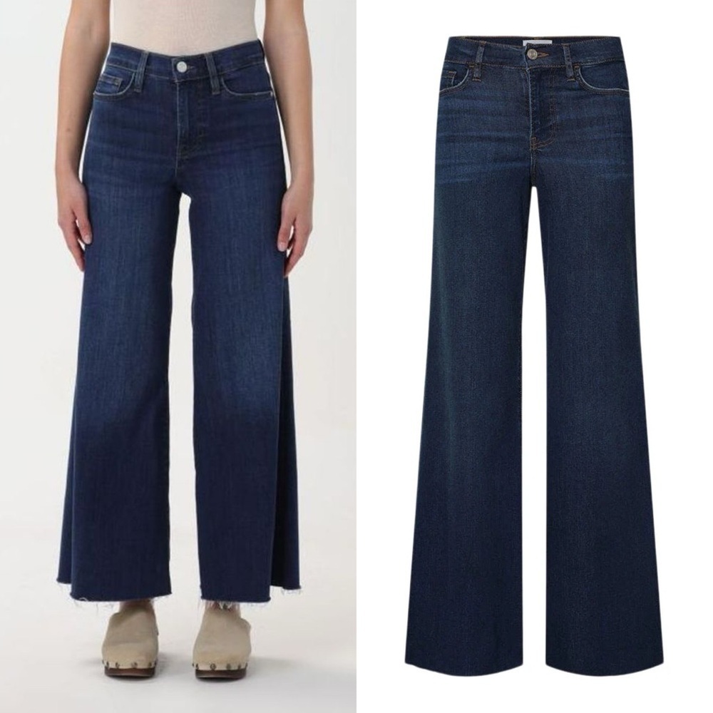 Frame le Palazzo crop majesty Rae dark wash ultra wide leg jeans size 34 waist